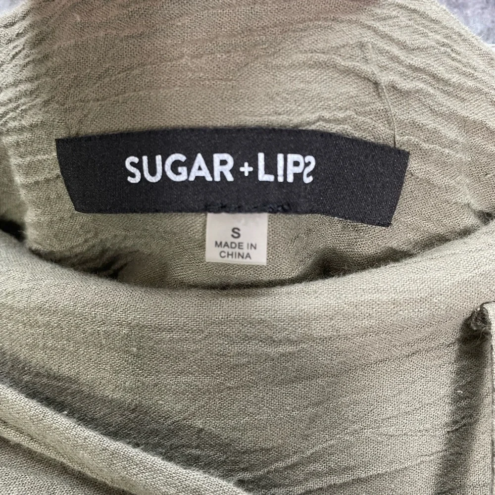 Sugar Lips Jaelyn High Waist Wide Leg Cropped Pants size Small Olive Green - Picture 8 of 12
